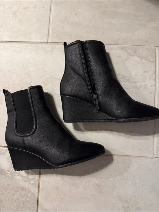 Anne Klein Shoes - Anne Klein Black Wedge Ankle Boots - Sleek Women's Chelsea Bootie. Waterproof.